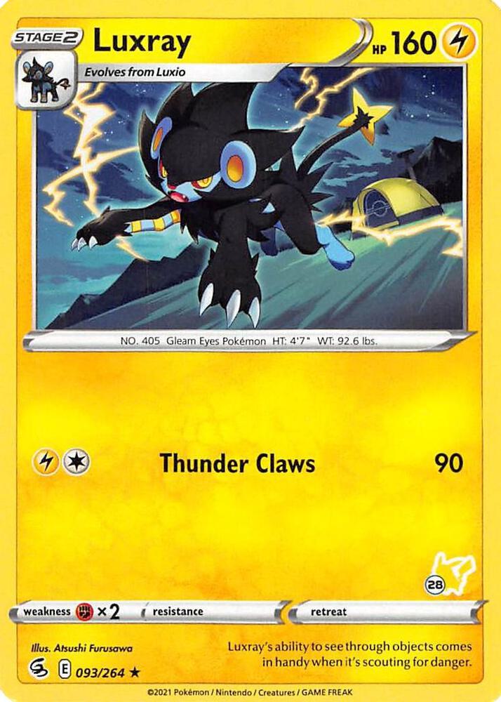 Luxray (#28 Pikachu Stamped) 093/264 card from Battle Academy 2022