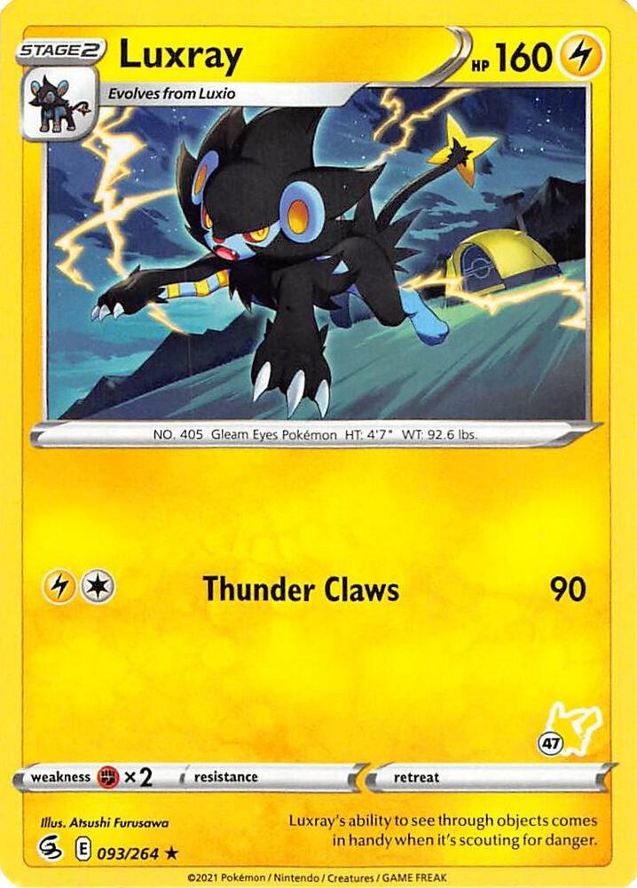 Luxray - 096/264 (#47 Pikachu Stamped) 093/264 card from Battle Academy 2022