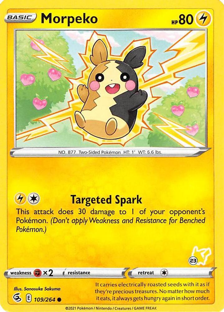 Morpeko (#23 Pikachu Stamped) 109/264 card from Battle Academy 2022
