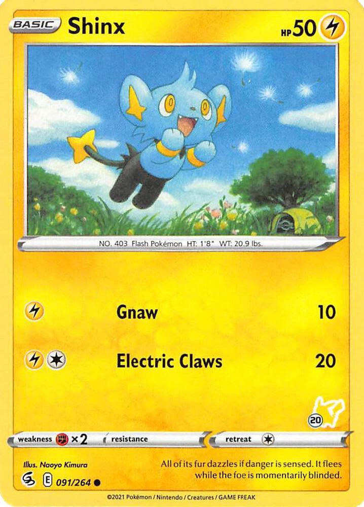 Shinx (#20 Pikachu Stamped) 091/264 card from Battle Academy 2022
