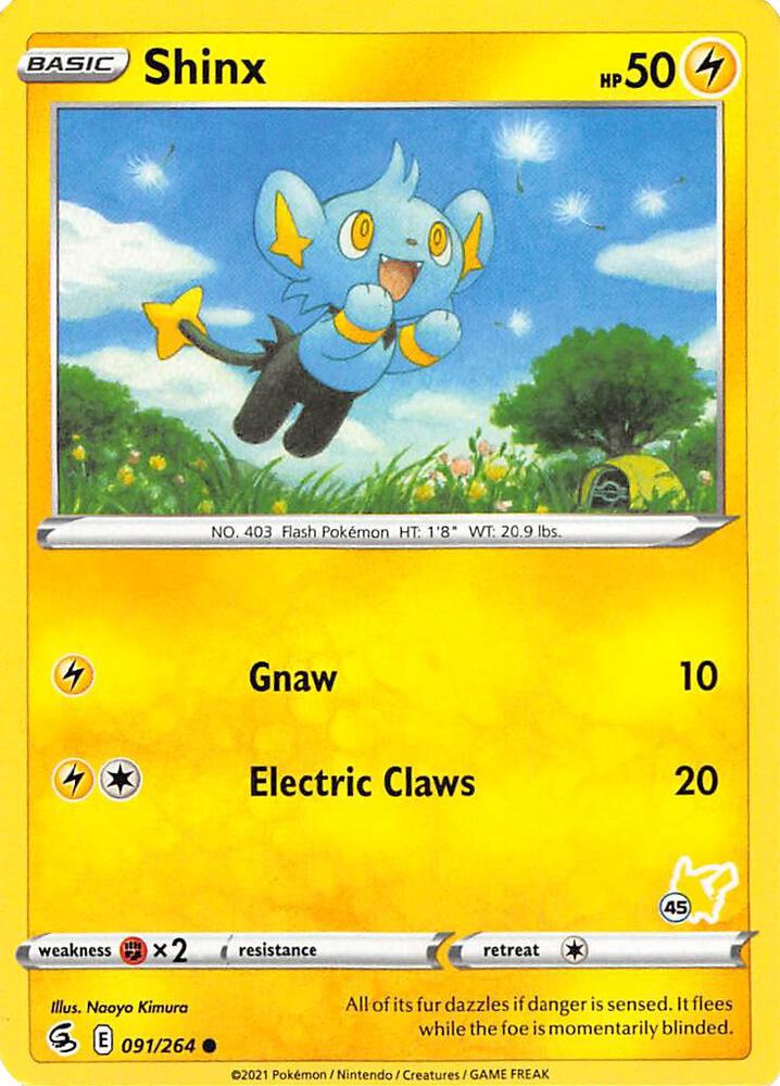 Shinx (#45 Pikachu Stamped) 091/264 card from Battle Academy 2022
