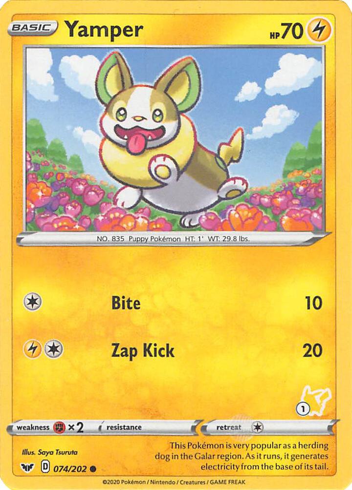 Yamper (#1 Pikachu Stamped) 074/202 card from Battle Academy 2022