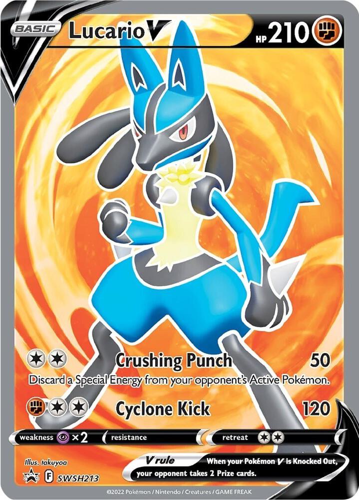 Lucario V SWSH213 card from SWSH: Sword & Shield Promo Cards