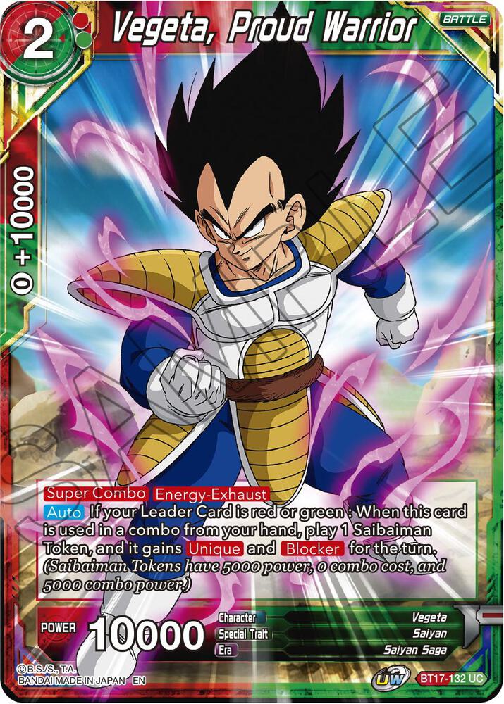 Vegeta, Proud Warrior BT17-132 card from Ultimate Squad