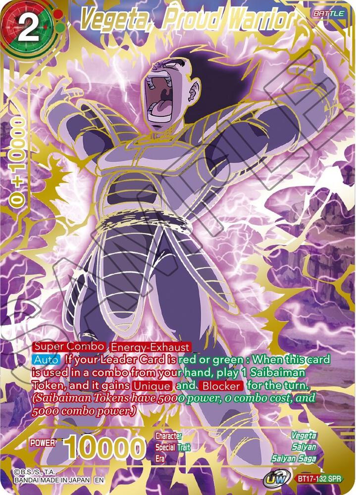 Vegeta, Proud Warrior (SPR) BT17-132 card from Ultimate Squad