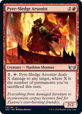 Pyre-Sledge Arsonist 118 card from Streets of New Capenna