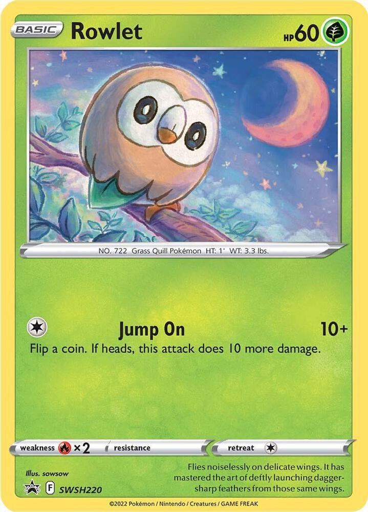 Rowlet SWSH220 card from SWSH: Sword & Shield Promo Cards
