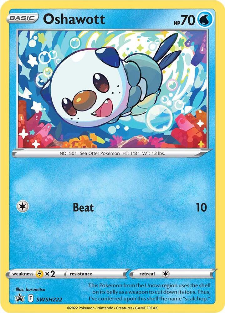 Oshawott SWSH222 card from SWSH: Sword & Shield Promo Cards