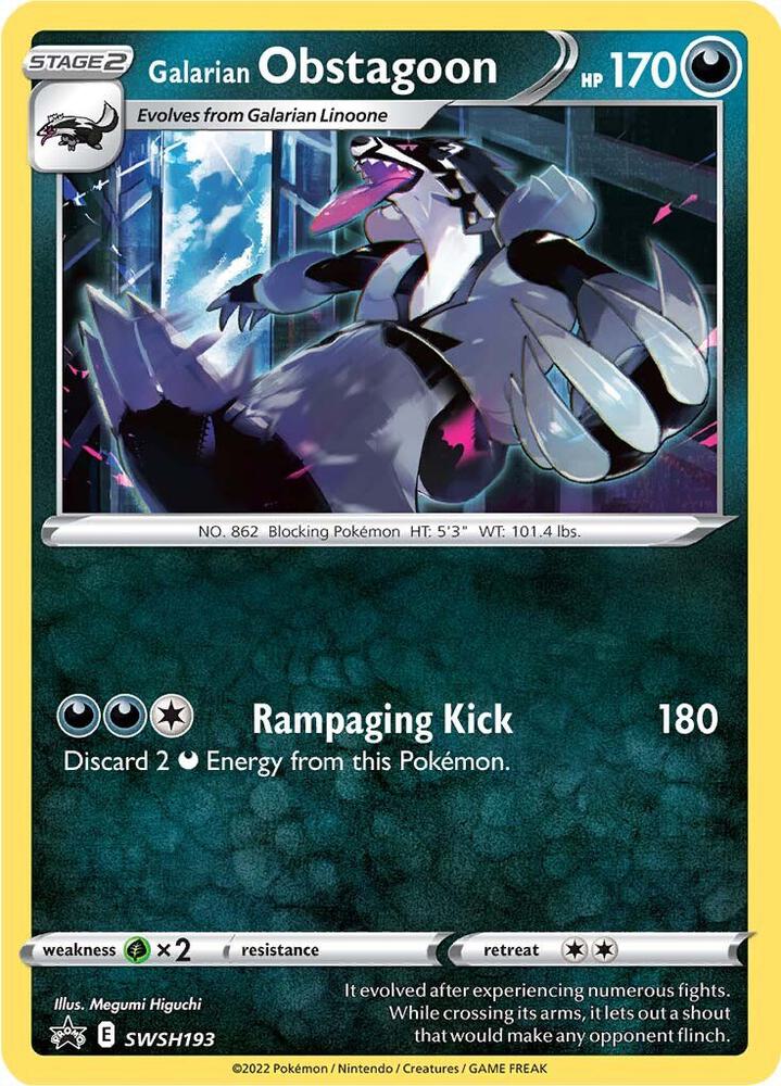 Galarian Obstagoon SWSH193 card from SWSH: Sword & Shield Promo Cards