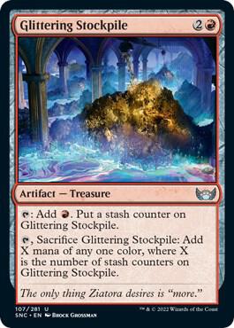 Glittering Stockpile 107 card from Streets of New Capenna