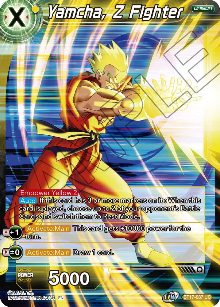 Yamcha, Z Fighter BT17-087 card from Ultimate Squad