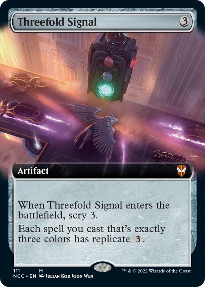 Threefold Signal (Extended Art) 111 card from Commander: Streets of New Capenna