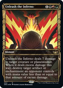 Unleash the Inferno (Gilded Foil) 402 card from Streets of New Capenna