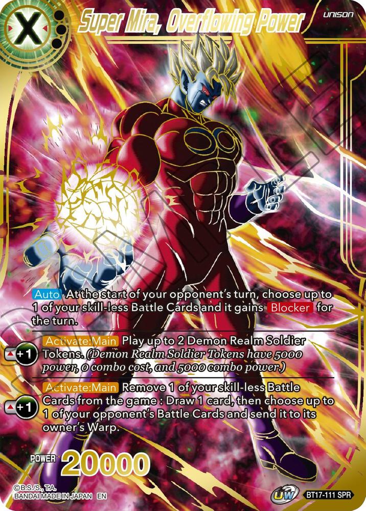 Super Mira, Overflowing Power (SPR) BT17-111 card from Ultimate Squad