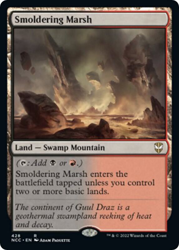 Smoldering Marsh 428 card from Commander: Streets of New Capenna