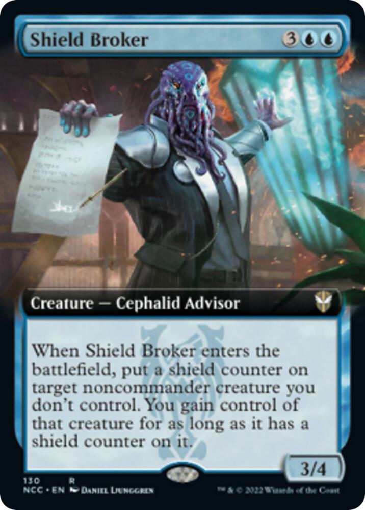 Shield Broker (Extended Art) 130 card from Commander: Streets of New Capenna
