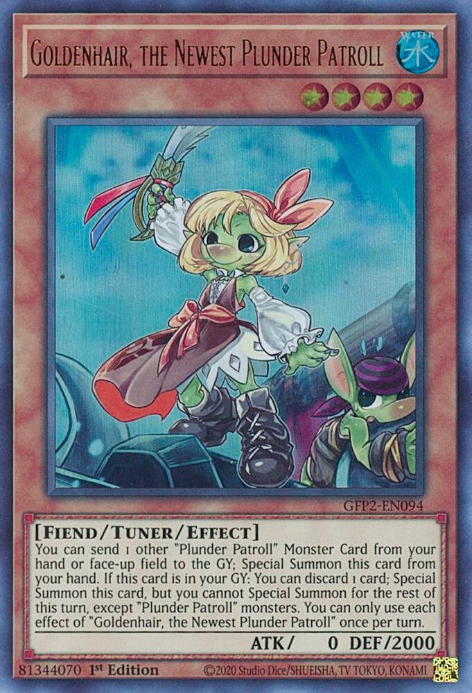 Goldenhair, the Newest Plunder Patroll GFP2-EN094 card from Ghosts From the Past: The 2nd Haunting