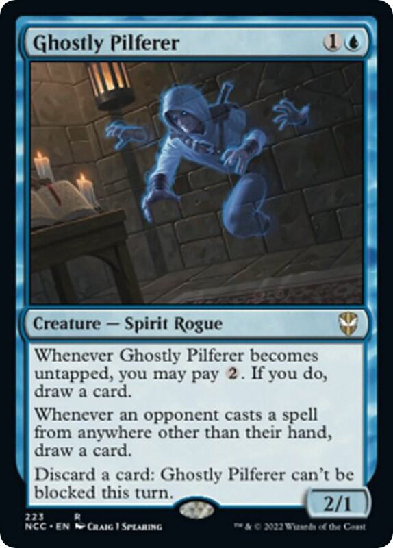 Ghostly Pilferer 223 card from Commander: Streets of New Capenna