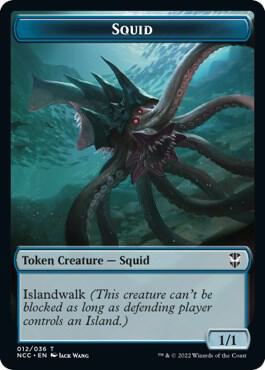 Squid // Treasure Double-Sided Token 12 // 13 card from Commander: Streets of New Capenna
