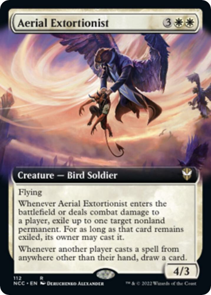 Aerial Extortionist (Extended Art) 112 card from Commander: Streets of New Capenna
