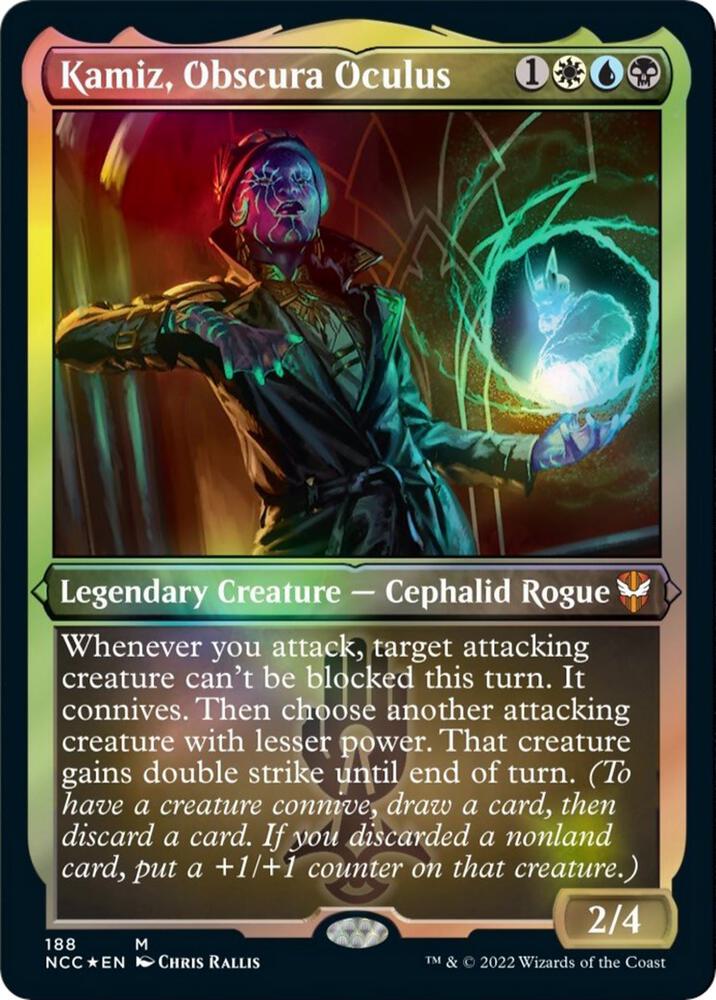 Kamiz, Obscura Oculus (Display Commander) - Thick Stock 188 card from Commander: Streets of New Capenna