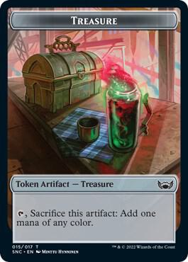 Treasure (015) // Rhino Warrior Double-Sided Token 15 // 11 card from Streets of New Capenna