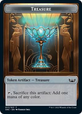 Treasure (017) // Wizard Double-Sided Token 17 // 5 card from Streets of New Capenna