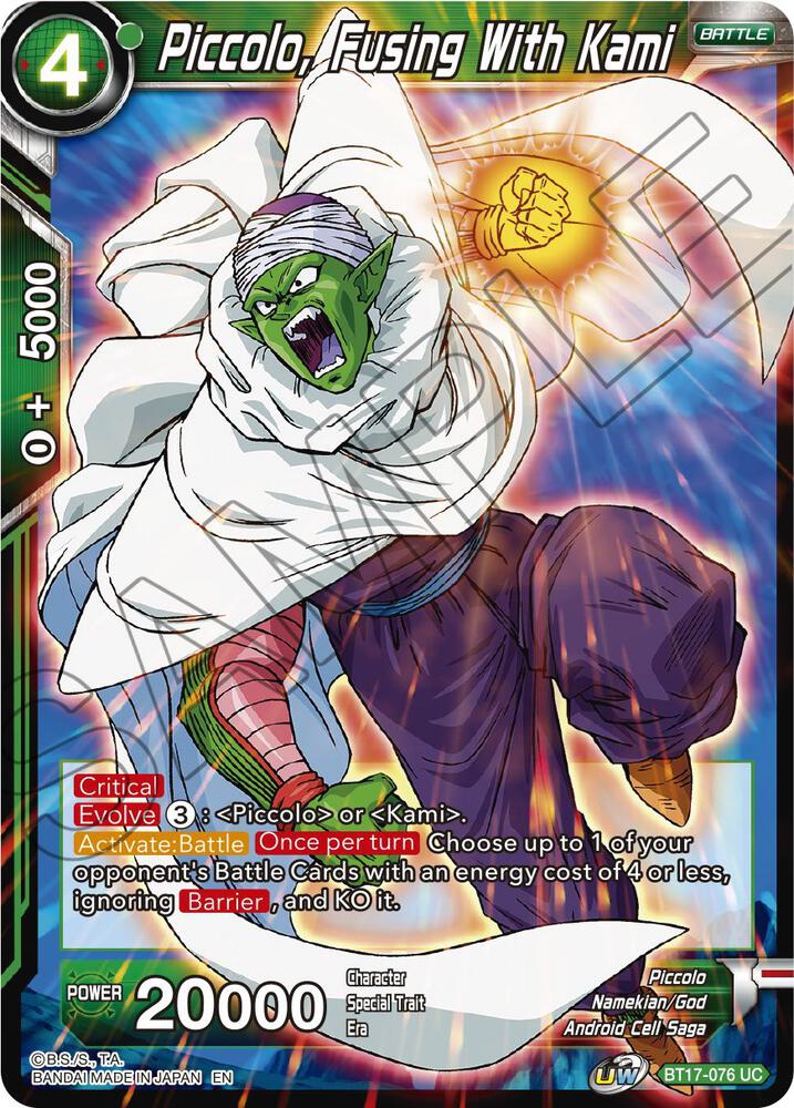 Piccolo, Fusing With Kami BT17-076 card from Ultimate Squad