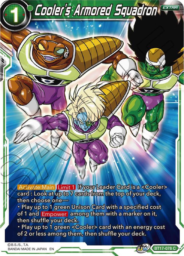 Cooler's Armored Squadron BT17-078 card from Ultimate Squad