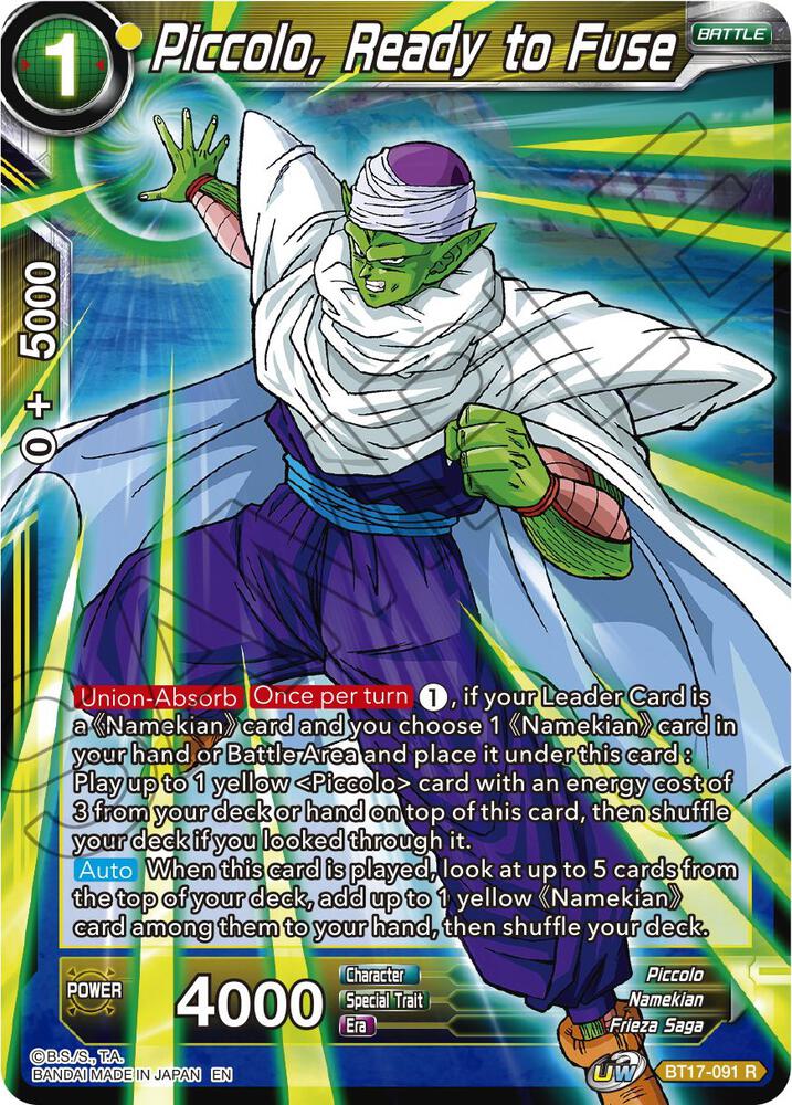 Piccolo, Ready to Fuse BT17-091 card from Ultimate Squad
