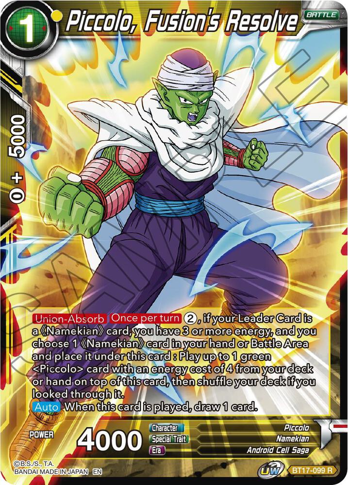 Piccolo, Fusion's Resolve BT17-099 card from Ultimate Squad