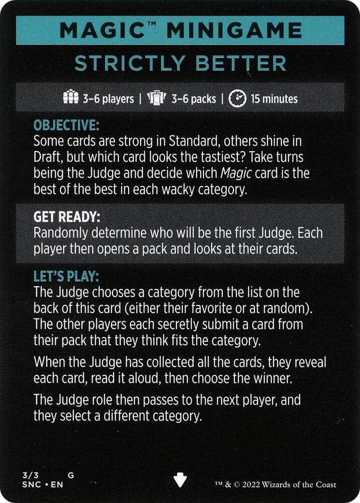 Magic Minigame: Strictly Better 3 card from Streets of New Capenna