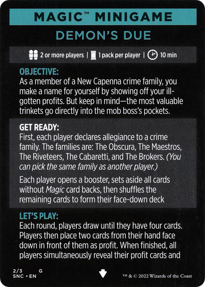 Magic Minigame: Demon's Due 2 card from Streets of New Capenna