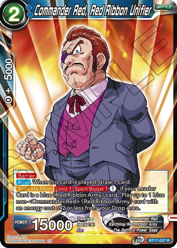 Commander Red, Red Ribbon Unifier BT17-037 card from Ultimate Squad