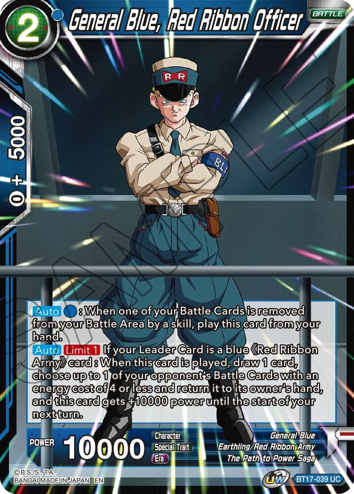 General Blue, Red Ribbon Officer BT17-039 card from Ultimate Squad
