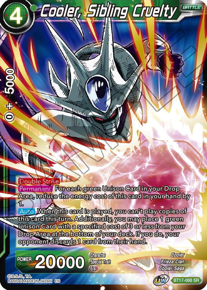 Cooler, Sibling Cruelty BT17-068 card from Ultimate Squad