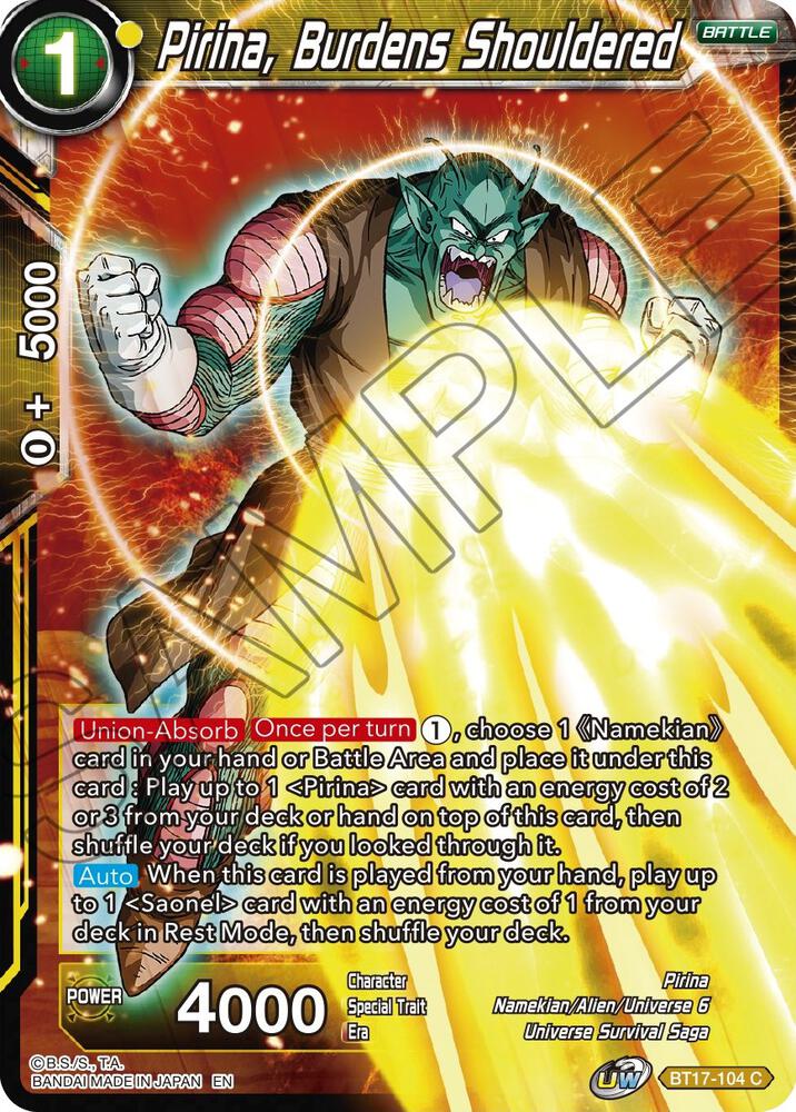 Pirina, Burdens Shouldered BT17-104 card from Ultimate Squad