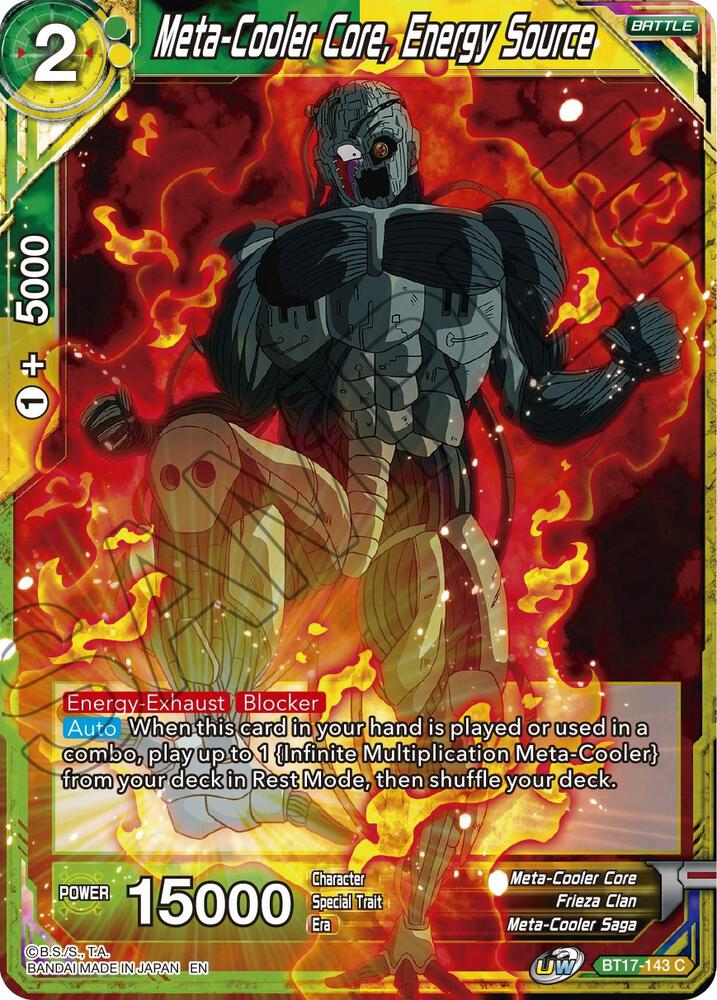 Meta-Cooler Core, Energy Source BT17-143 card from Ultimate Squad