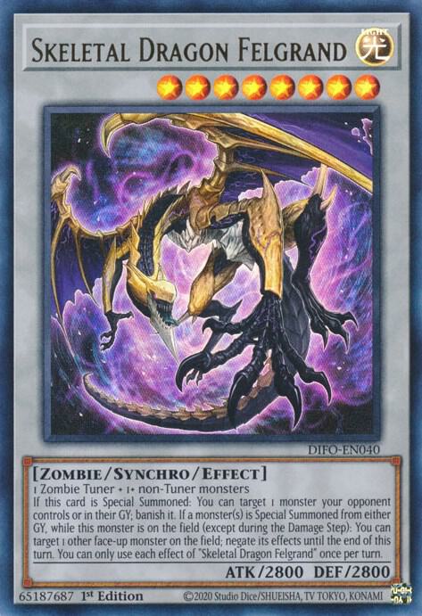 Skeletal Dragon Felgrand DIFO-EN040 card from Dimension Force
