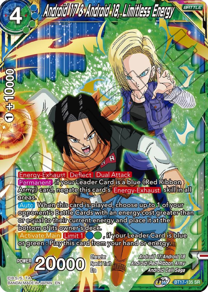 Android 17 & Android-18, Limitless Energy BT17-135 card from Ultimate Squad