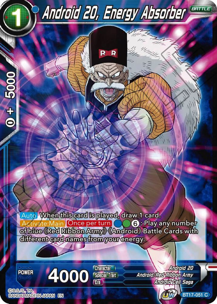 Android 20, Energy Absorber BT17-051 card from Ultimate Squad
