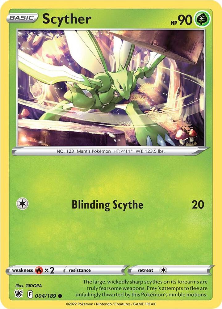 Scyther (004) 004/189 card from SWSH10: Astral Radiance