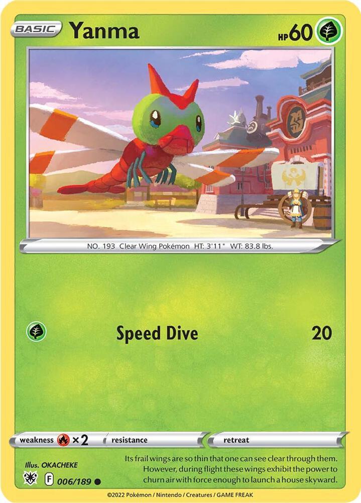 Yanma 006/189 card from SWSH10: Astral Radiance