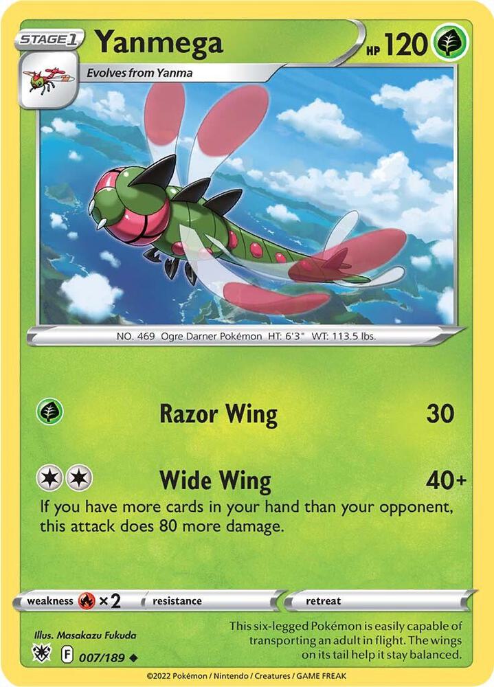 Yanmega 007/189 card from SWSH10: Astral Radiance