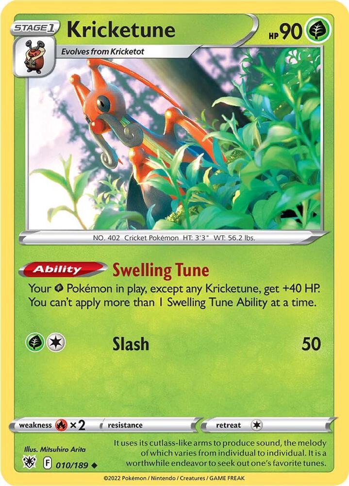 Kricketune 010/189 card from SWSH10: Astral Radiance