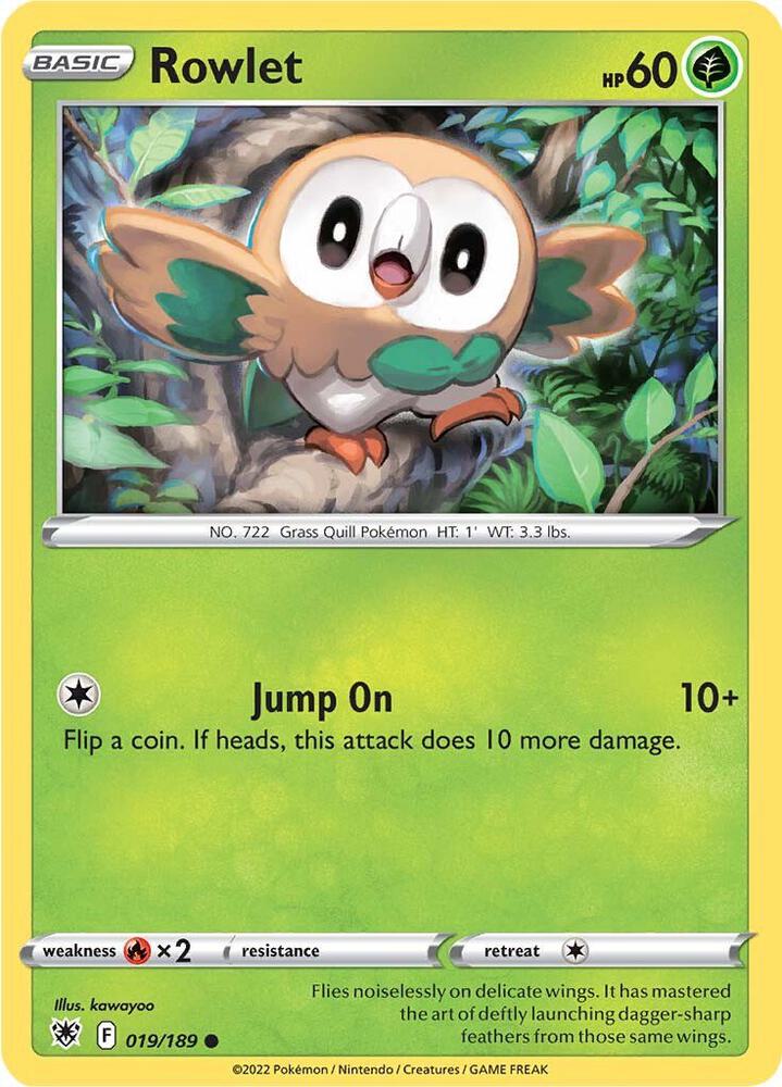 Rowlet 019/189 card from SWSH10: Astral Radiance
