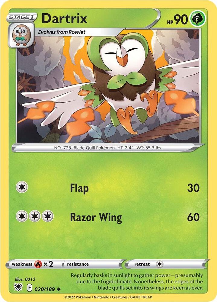 Dartrix 020/189 card from SWSH10: Astral Radiance