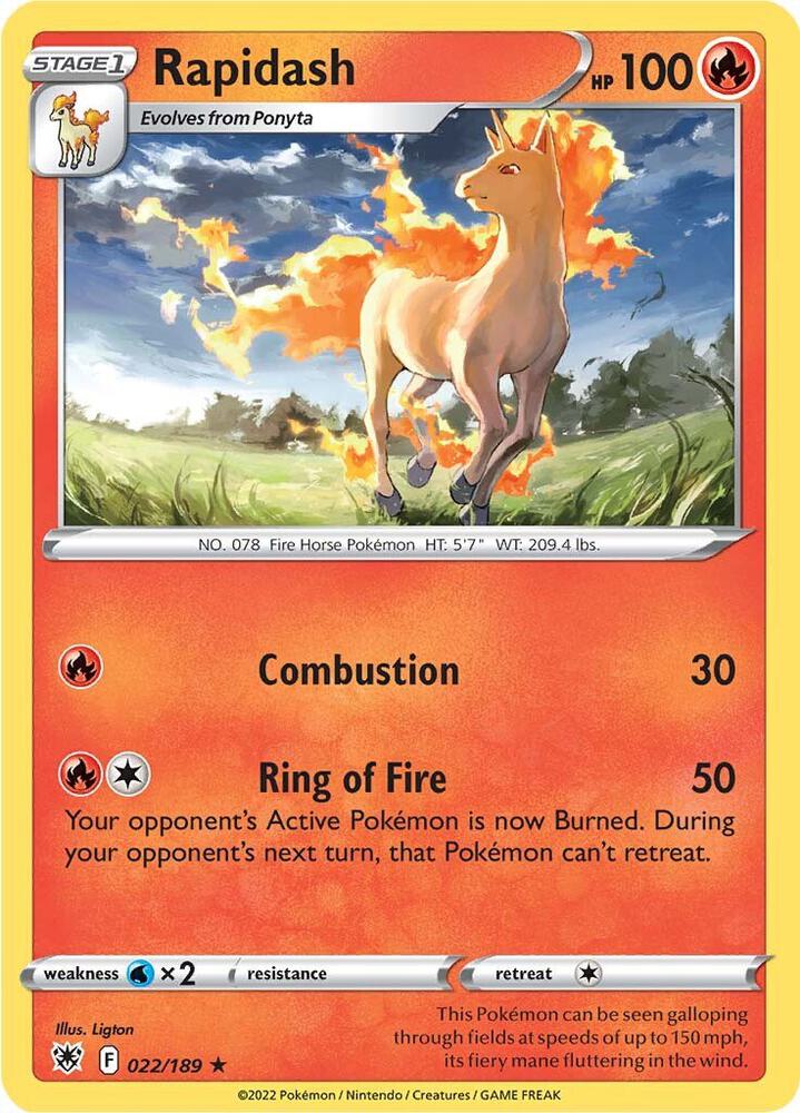Rapidash 022/189 card from SWSH10: Astral Radiance