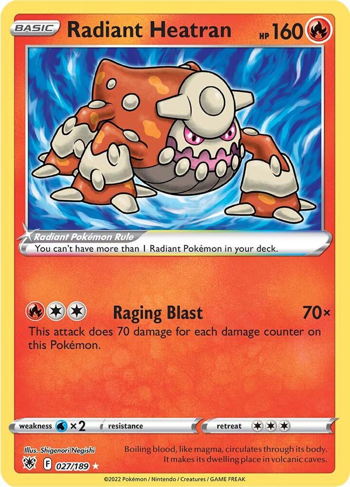 Radiant Heatran 027/189 card from SWSH10: Astral Radiance