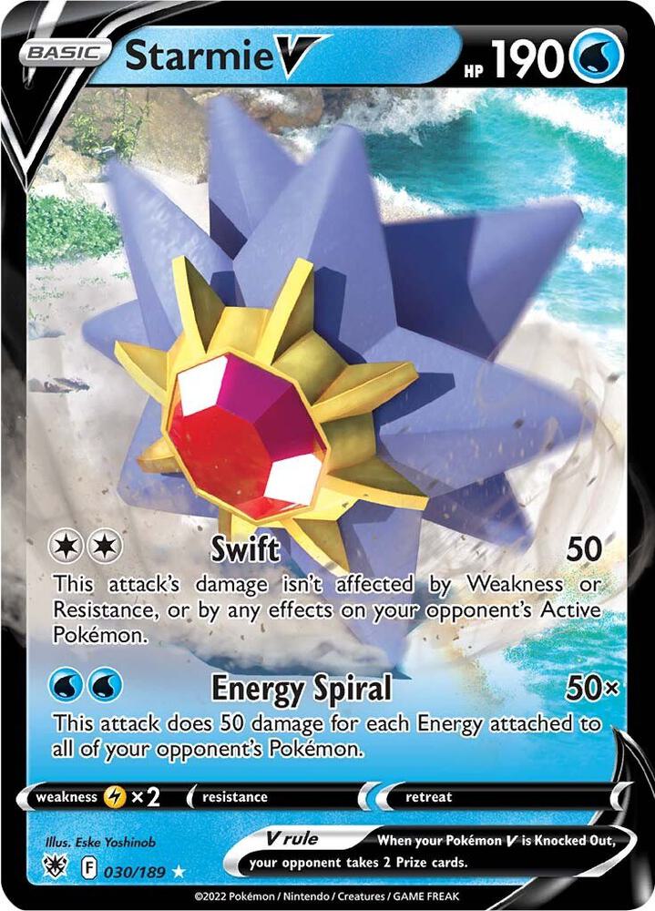 Starmie V 030/189 card from SWSH10: Astral Radiance